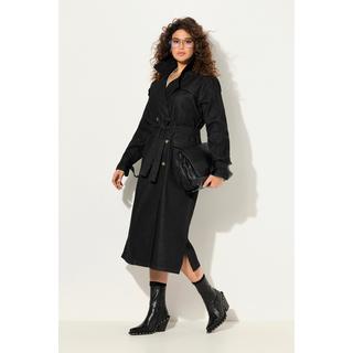 Ulla Popken  Trench-coat en jean, col à revers et double rangée de boutons. Style vintage. 