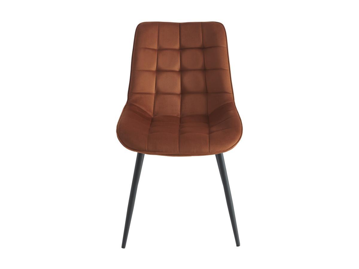 Vente-unique Lot de 6 chaises matelassées - Velours et métal noir - Terracotta - OLLUA  