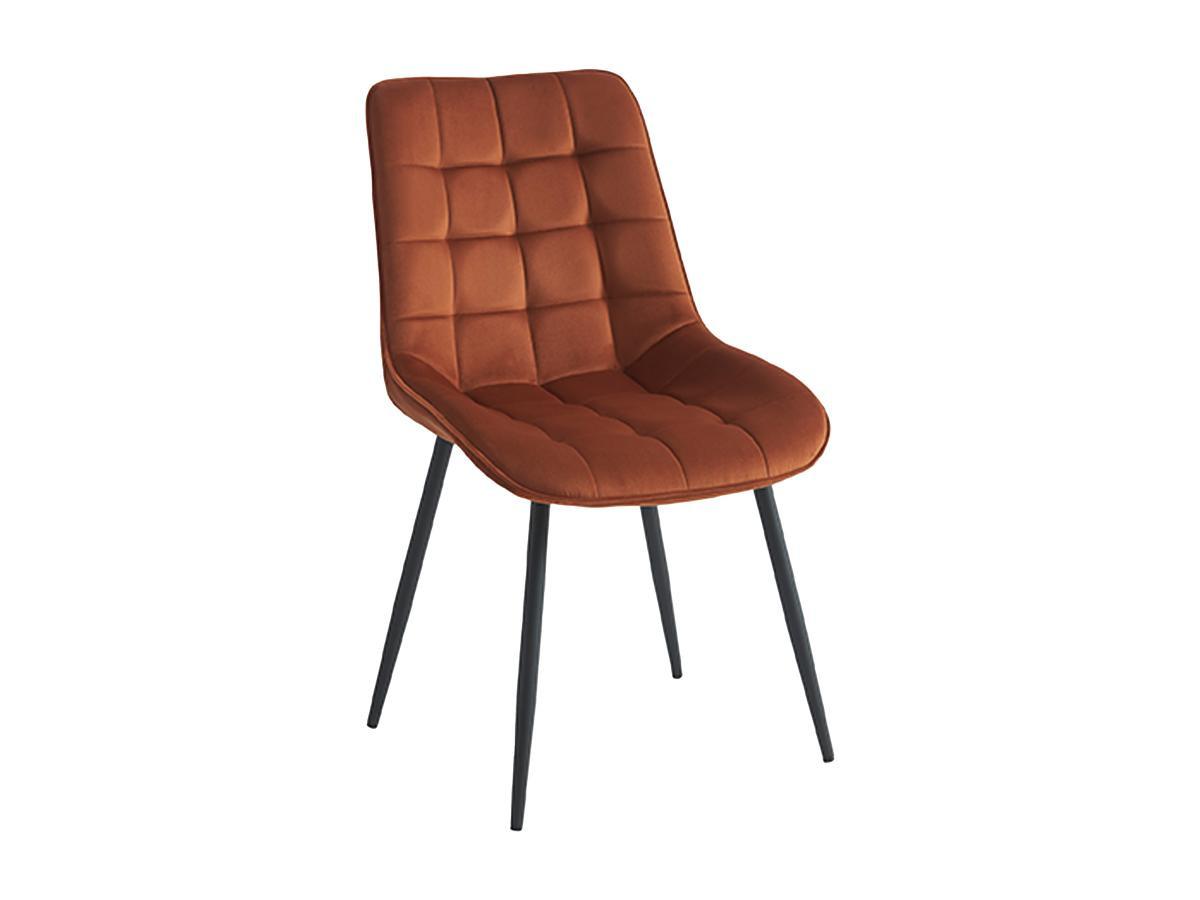 Vente-unique Lot de 6 chaises matelassées - Velours et métal noir - Terracotta - OLLUA  