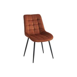 Vente-unique Lot de 6 chaises matelassées - Velours et métal noir - Terracotta - OLLUA  