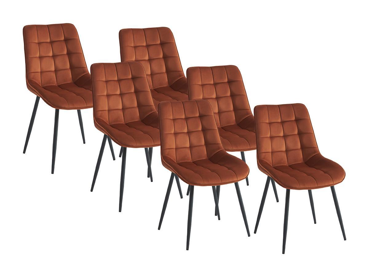 Vente-unique Lot de 6 chaises matelassées - Velours et métal noir - Terracotta - OLLUA  