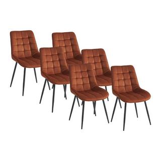 Vente-unique Lot de 6 chaises matelassées - Velours et métal noir - Terracotta - OLLUA  