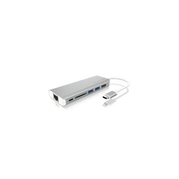 ICY BOX IB-DK4034-CPD Kabelgebunden USB 3.2 Gen 1 (3.1 Gen 1) Type-C Silber, Weiß