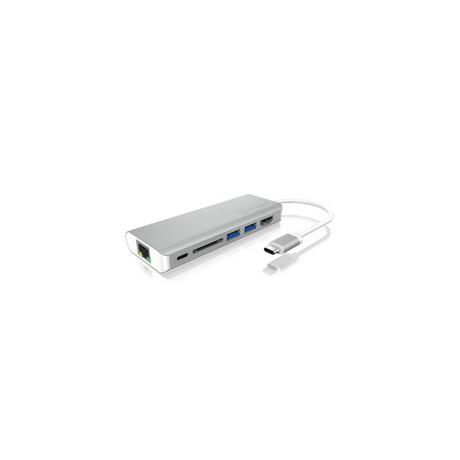 ICY Box  IB-DK4034-CPD Cablato USB 3.2 Gen 1 (3.1 Gen 1) Type-C Argento, Bianco 