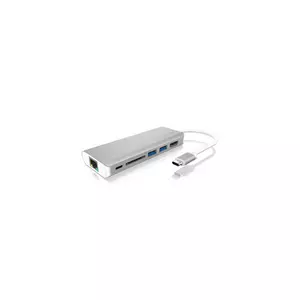ICY BOX IB-DK4034-CPD Kabelgebunden USB 3.2 Gen 1 (3.1 Gen 1) Type-C Silber, Weiß