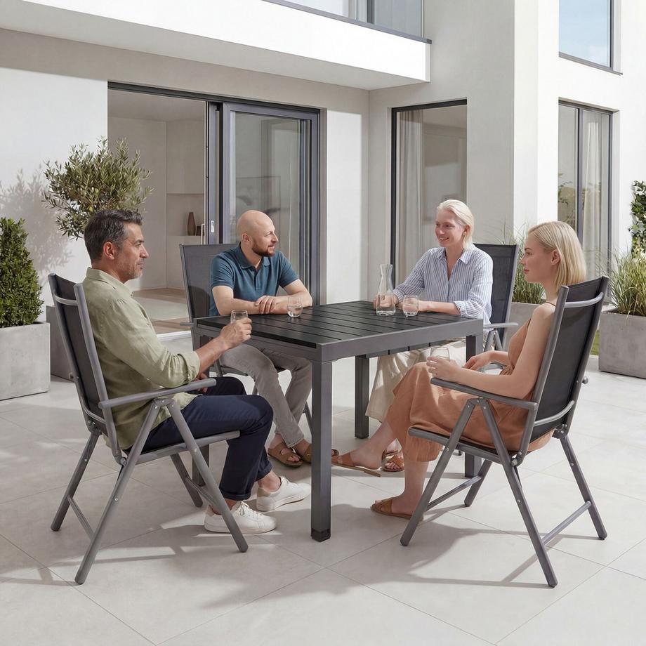 Tectake Tavolo da giardino in alluminio Inca Per 4-6 persone, allungabile  
