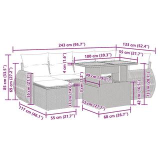VidaXL Ensemble de canapés de jardin rotin synthétique  