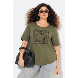 Ulla Popken  T-shirt classica con Sunshine, scollo a girocollo e mezze maniche 