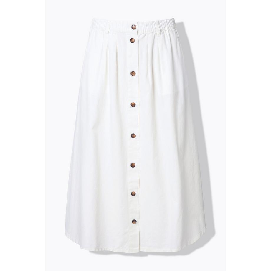 Ulla Popken Gonna di jeans A-Line Bottoni Decorativi Vita Elastica  