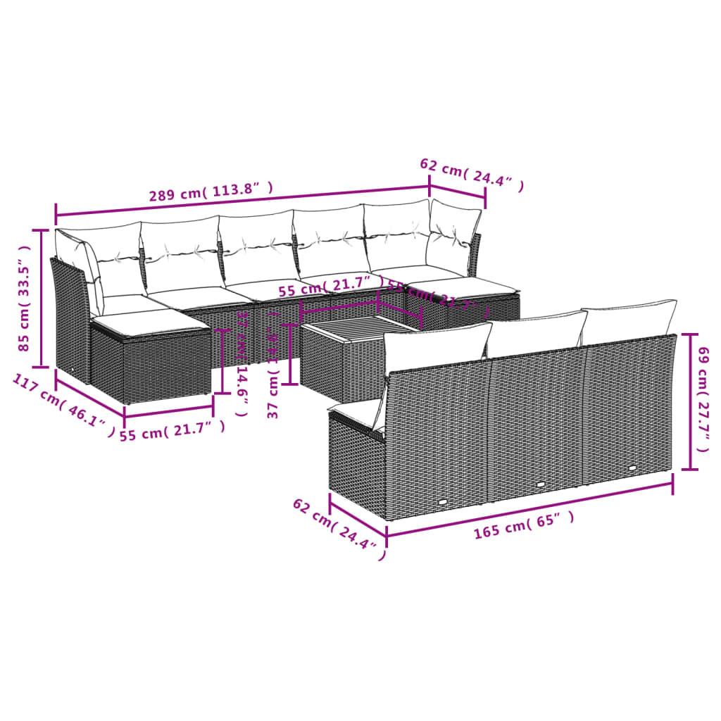 VidaXL Ensemble de canapés de jardin rotin synthétique  