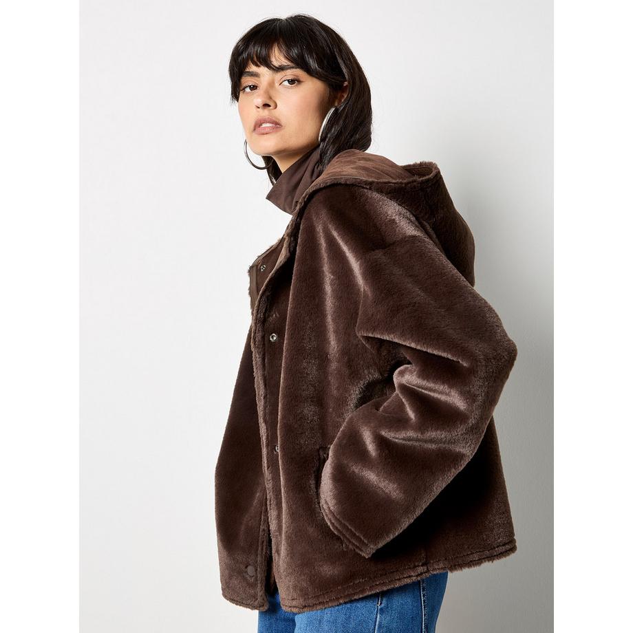 APRICOT Veste réversible en daim fausse fourrure  