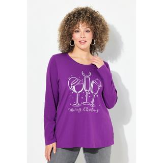 Ulla Popken  T-shirt de Noël, coupe classique à col rond et manches longues 