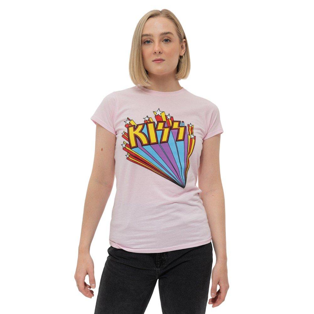 KISS Logo Motif Étoile T-Shirt Manches Courtes  