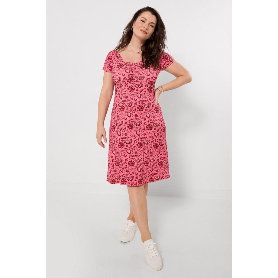 Jersey-Kleid mit Print und gerafftem Detail