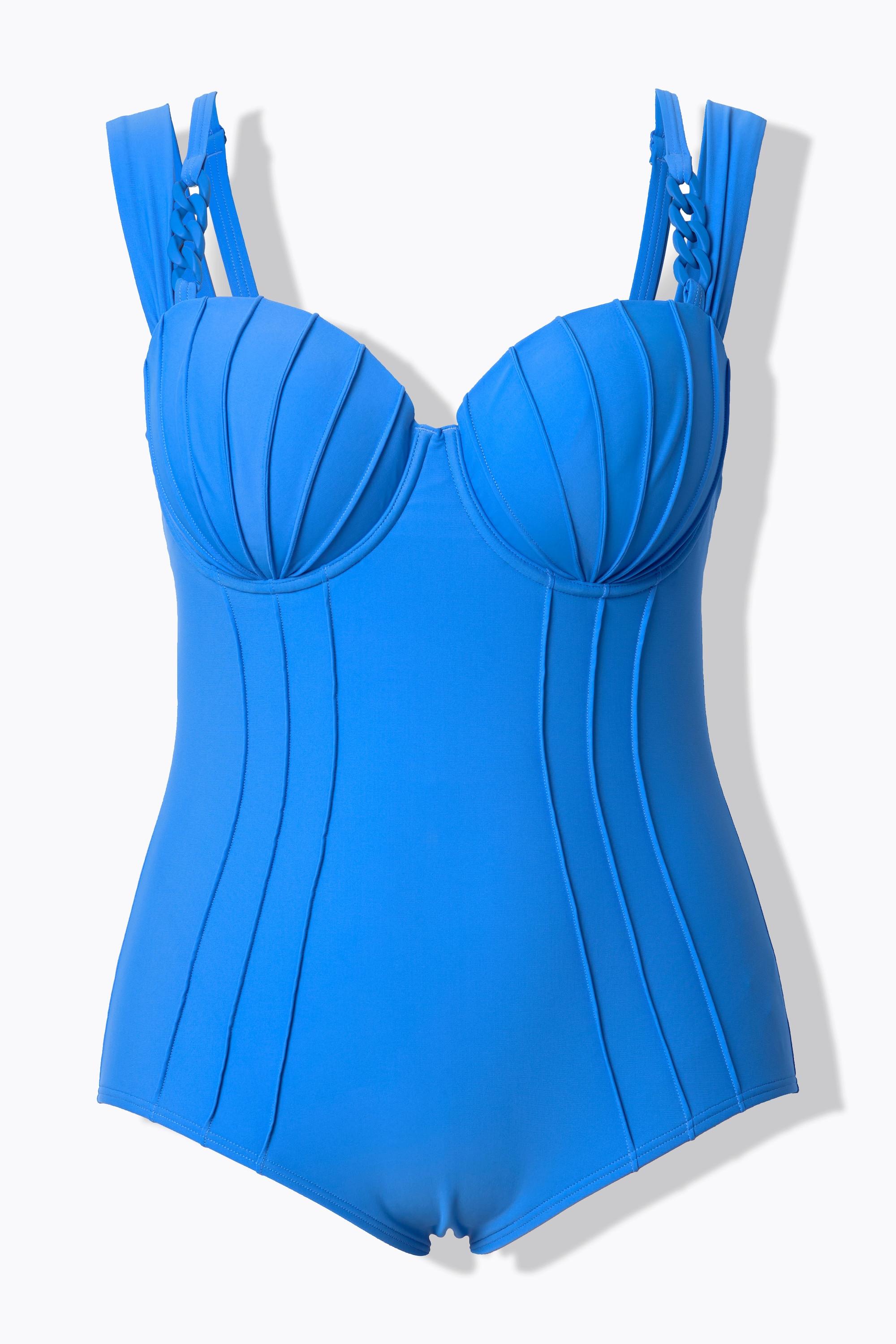 Ulla Popken Costume da bagno Coppe Ferretto Nervature Spalline Doppie  