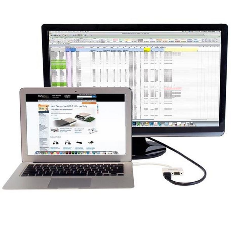 STARTECH.COM  StarTech.com Adaptateur audio / vidéo de voyage - Convertisseur 2-en-1 Mini DisplayPort vers HDMI ou VGA - Blanc 