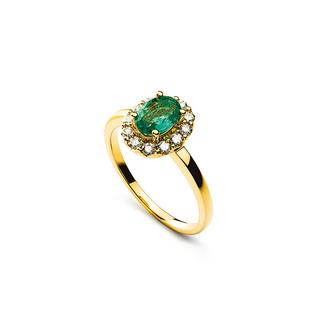 MUAU Schmuck  Ring Gelbgold 750 Smaragd 0.94ct. Brillanten 0.40ct. 