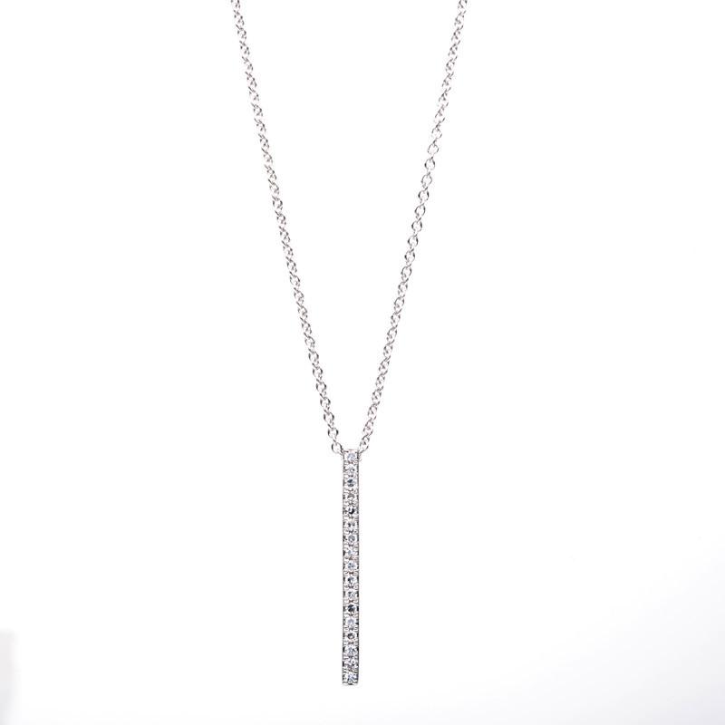 MUAU Schmuck  Collier 585/14K Weissgold Diamant 0.09ct. 40 cm 