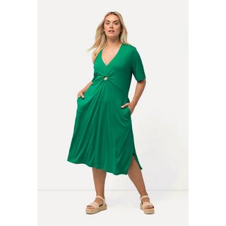 Ulla Popken  Jersey-Midikleid, A-Linie, V-Ausschnitt, Halbarm 