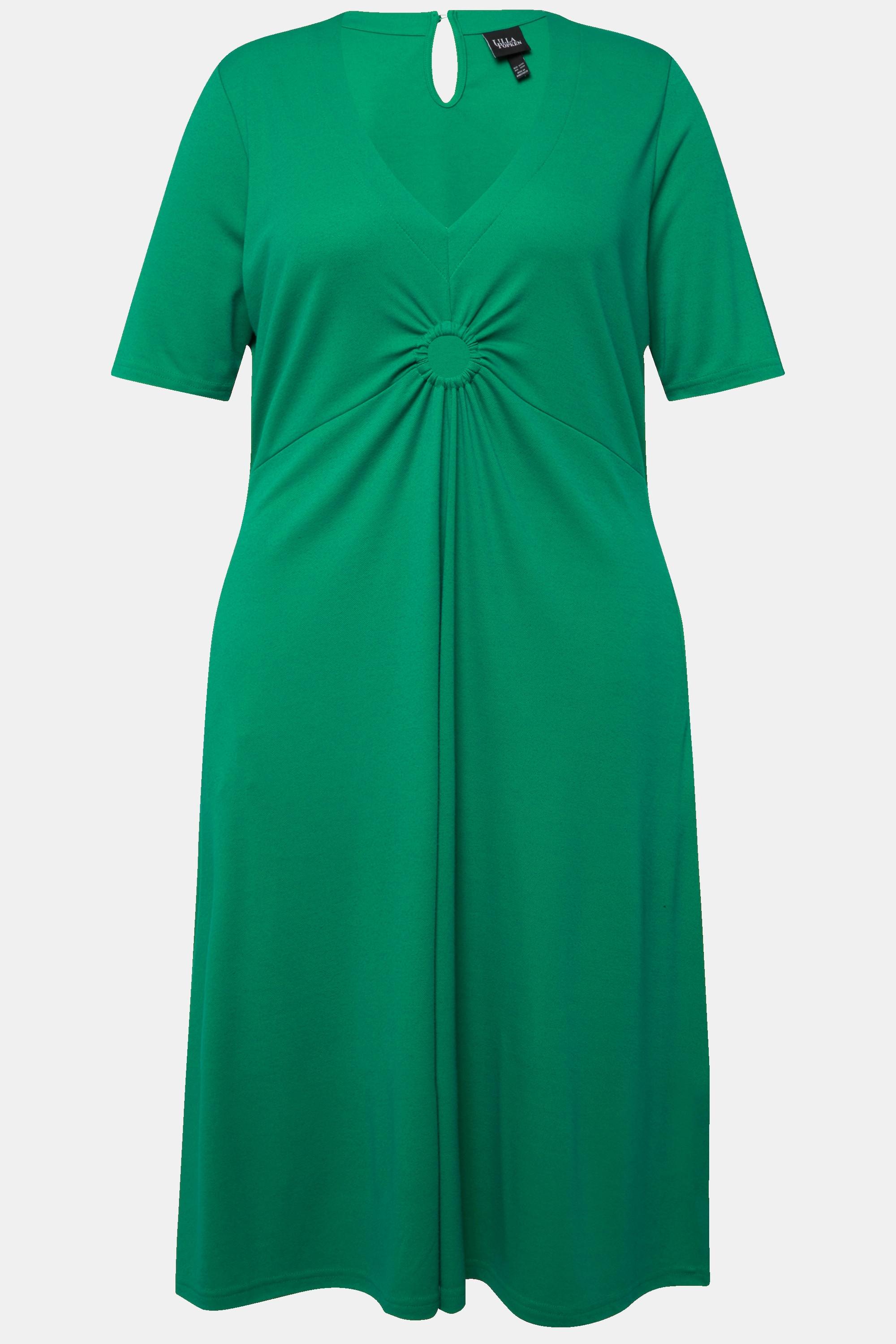 Ulla Popken Abito Midi Jersey Linea A Scollo V Mezza Manica  