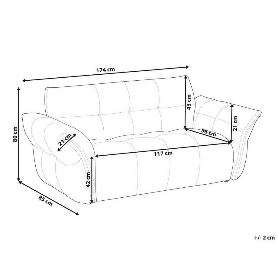 Beliani Canapé 2 places en Tissu Minimaliste HALBA  