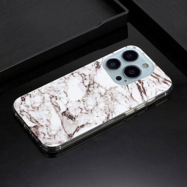 Cover-Discount  iPhone 14 Pro Max - Silikon Gummi Case White Marble 