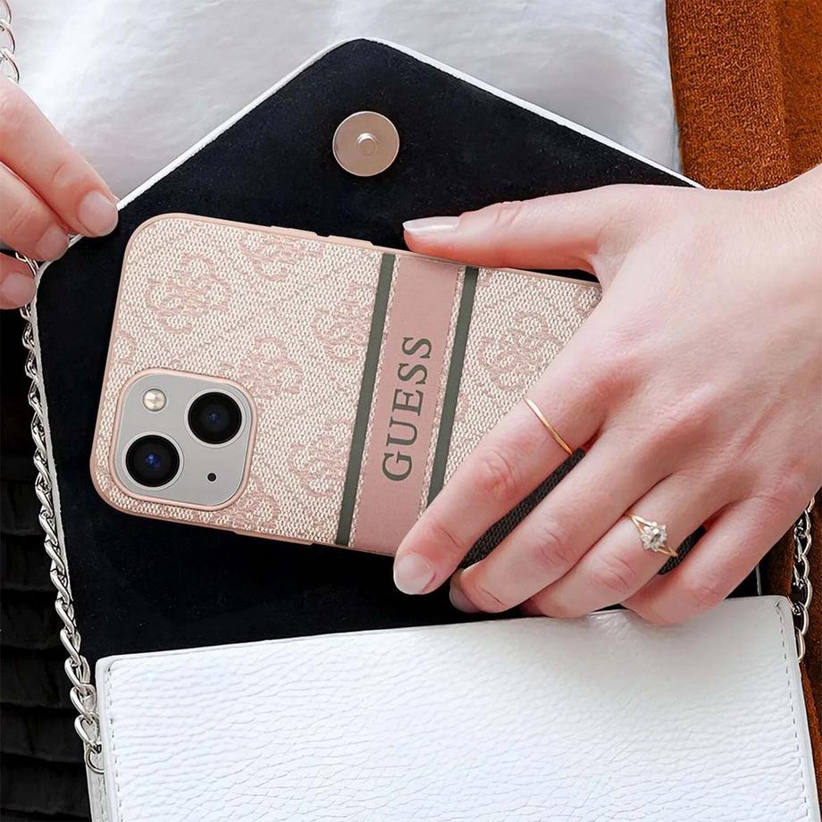 GUESS  Coque pour iPhone 13 Mini PU 4G Stripe 