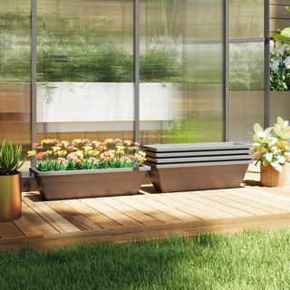 Northio Lot de 5 pots de fleurs en plastique, 59 x 21 x 16 cm, pots de fleurs empilables, résistant aux intempéries, pots pour intérieur et extérieur, gris Aosom  