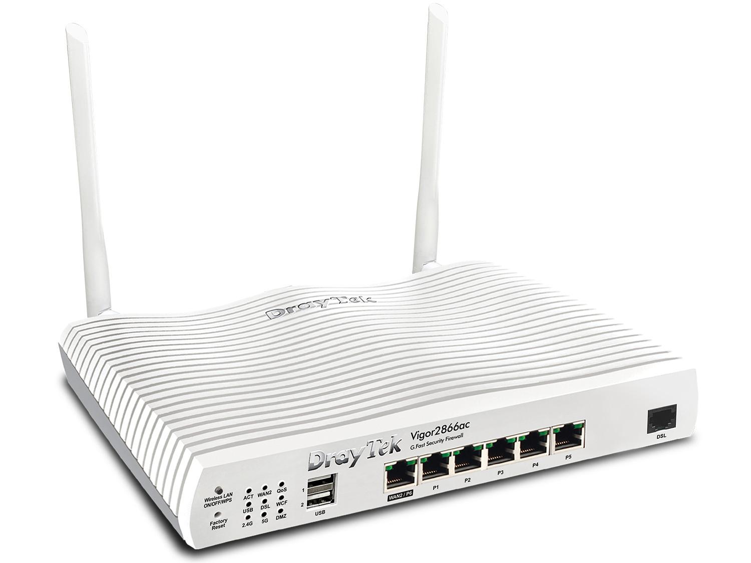 DrayTek  Vigor 2866AX: Gfast Modem-Firewall router wireless Gigabit Ethernet Dual-band (2.4 GHz/5 GHz) Grigio 