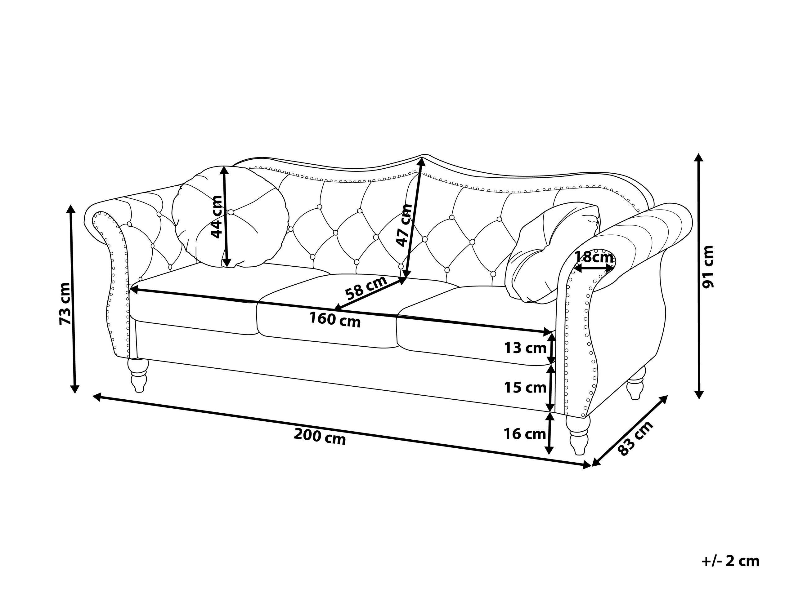 Beliani 3 Sitzer Sofa aus Samtstoff Glamourös SKIEN  