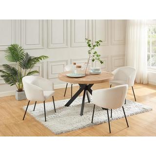 Vente-unique Table à manger extensible 4 à 8 personnes en MDF et acier - Naturel clair et noir - KOMONI  