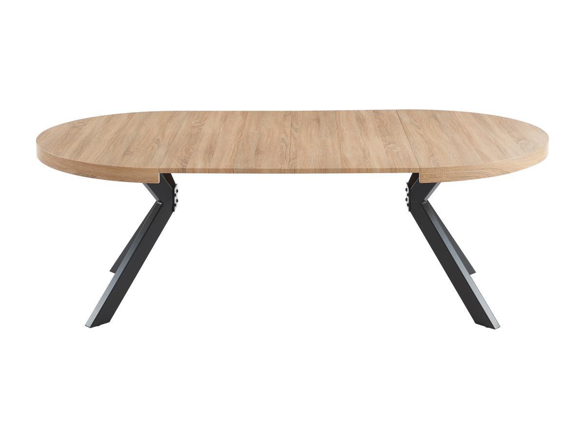 Vente-unique Table à manger extensible 4 à 8 personnes en MDF et acier - Naturel clair et noir - KOMONI  