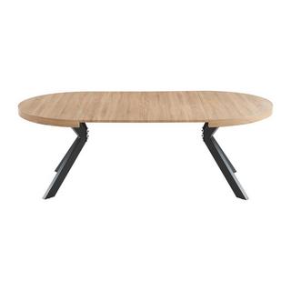 Vente-unique Table à manger extensible 4 à 8 personnes en MDF et acier - Naturel clair et noir - KOMONI  