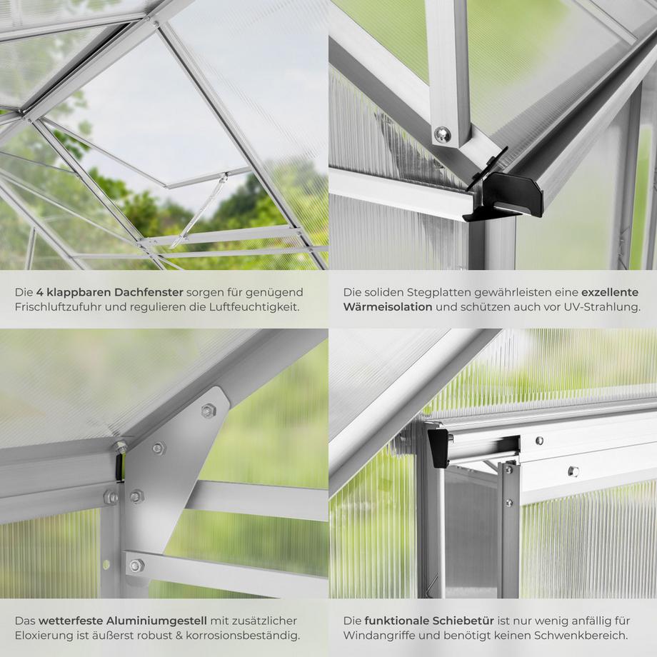 Tectake  Gewächshaus  11,13 m³ Aluminiumrahmen 