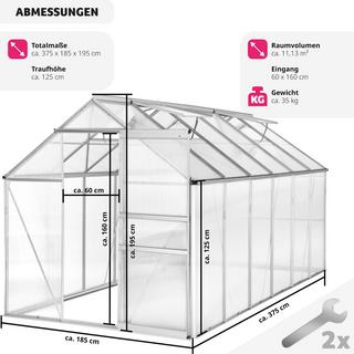 Tectake  Gewächshaus aus Aluminium ohne Fundament 