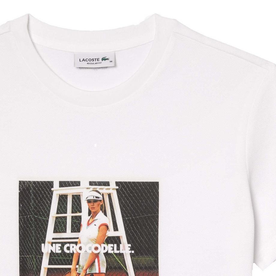 LACOSTE T-Shirt Piqué avec Imprimé Tennis  