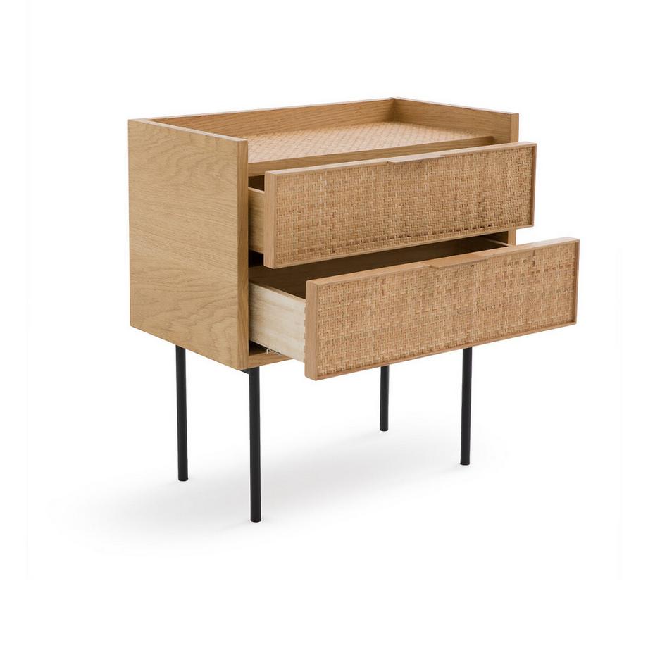 La Redoute Intérieurs Nachttisch Louison mit 2 Rattanschubladen  