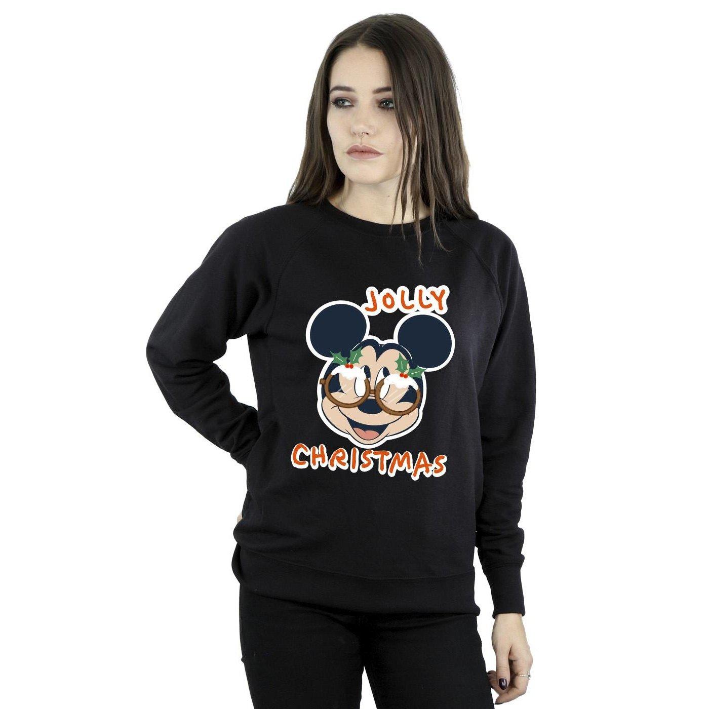 Disney  Mickey Mouse Jolly Christmas Glasses Sweatshirt 