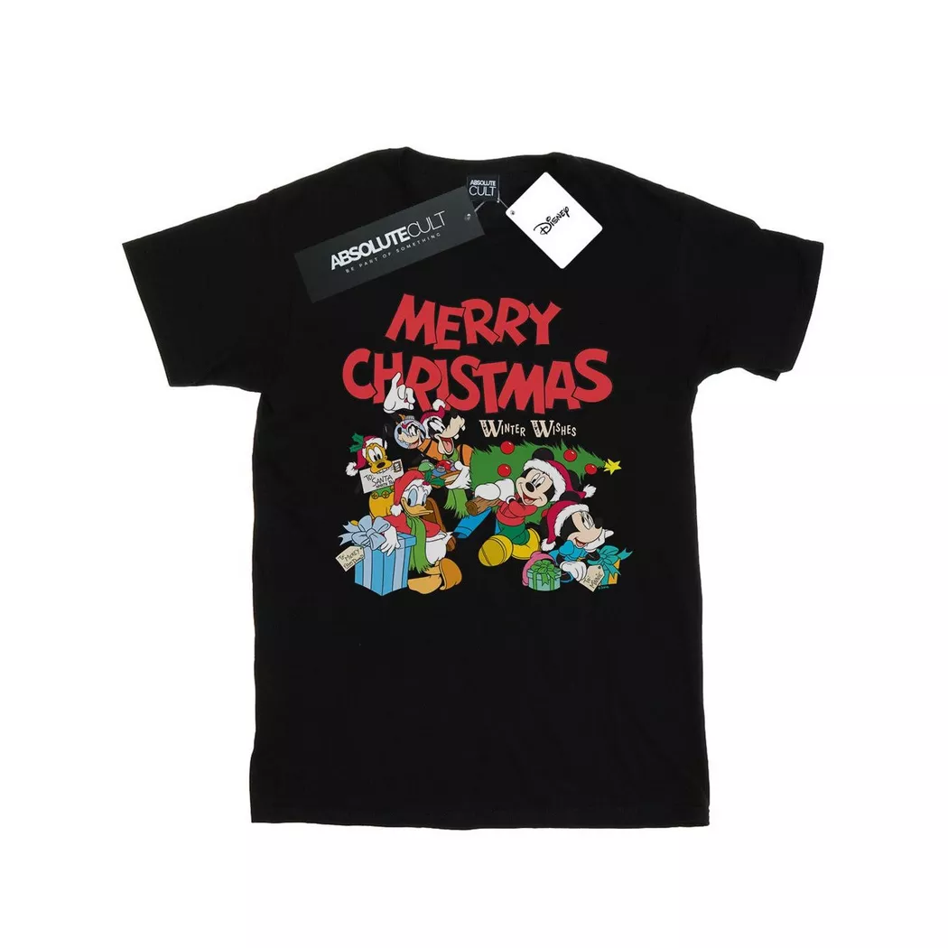 Disney - Mickey Mouse And FriendsWinter Wishes TShirt, für Damen, Schwarz, Größe S