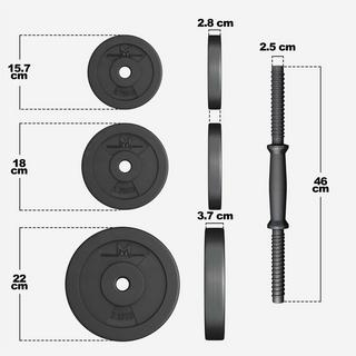 Gyronetics  KIT HALTÈRES COURT 30KG AVEC DISQUES PLASTIQUES | MUSCULATION | 25MM 