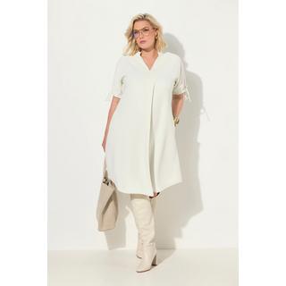 Ulla Popken  Minikleid, Krepp, Oversized, V-Ausschnitt, Halbarm 