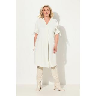 Ulla Popken  Minikleid, Krepp, Oversized, V-Ausschnitt, Halbarm 