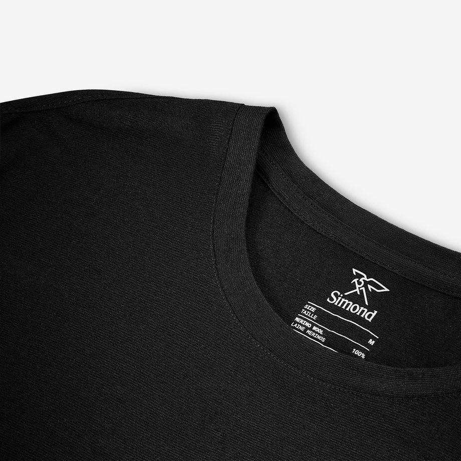 SIMOND  T-shirt manches courtes 100 % laine mérinos homme, Merino 100% noir 