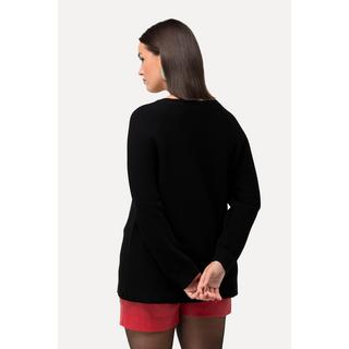 Ulla Popken  Pullover, Querrippen, Ziersteine, Rundhals, Langarm 