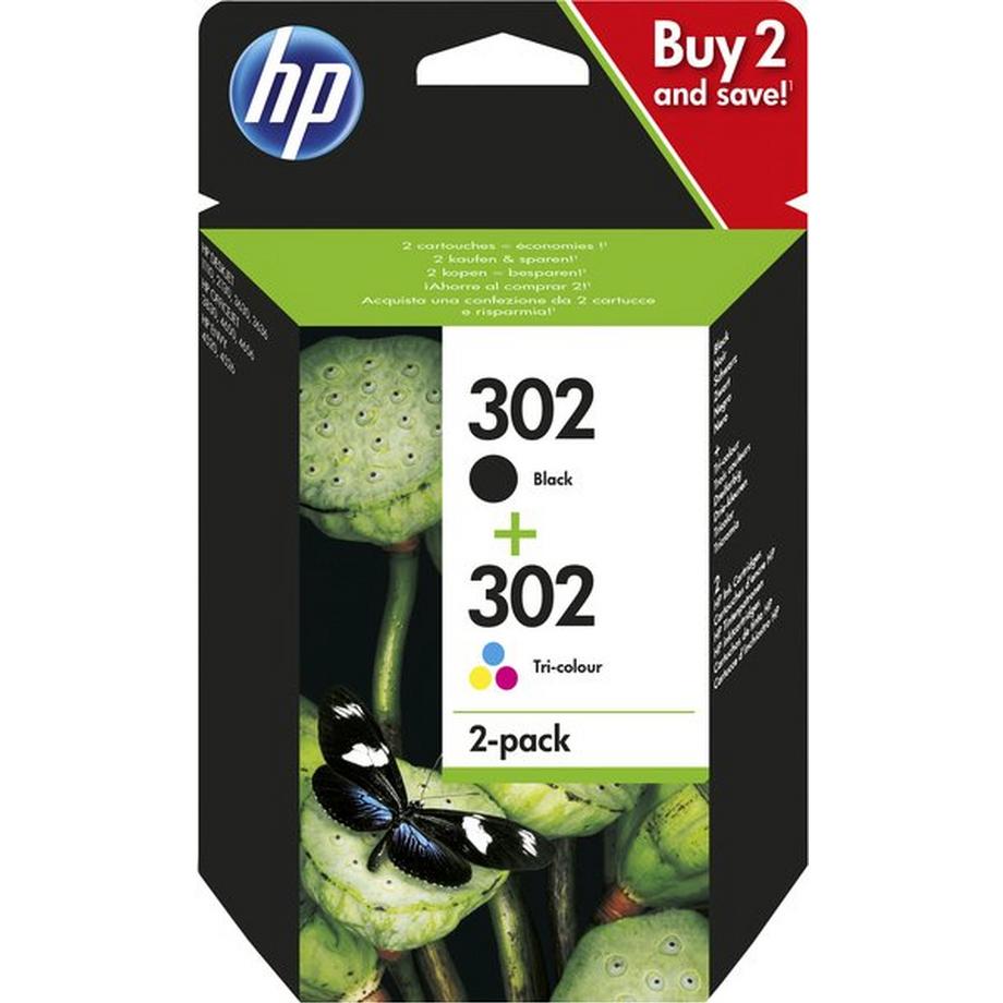   HP 302 2er-Pack Schwarz/Cyan/Magenta/Gelb Original Druckerpatronen 