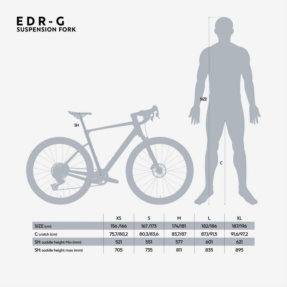 VAN RYSEL  Vélo gravel carbone SRAM Force XPLR 1x13v fourche suspendue, EDR-G CF Marron 