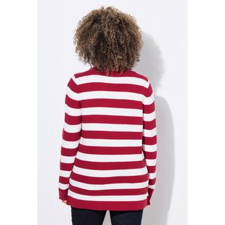 Ulla Popken Pull Rayé Maille Envers Col Polo Manches Longues  