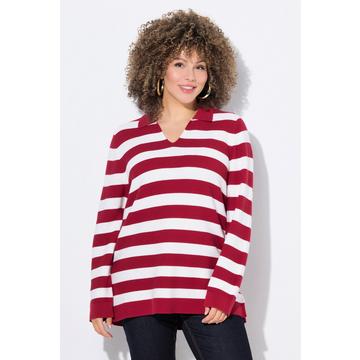 Maglione polo in maglia a righe con maniche lunghe
