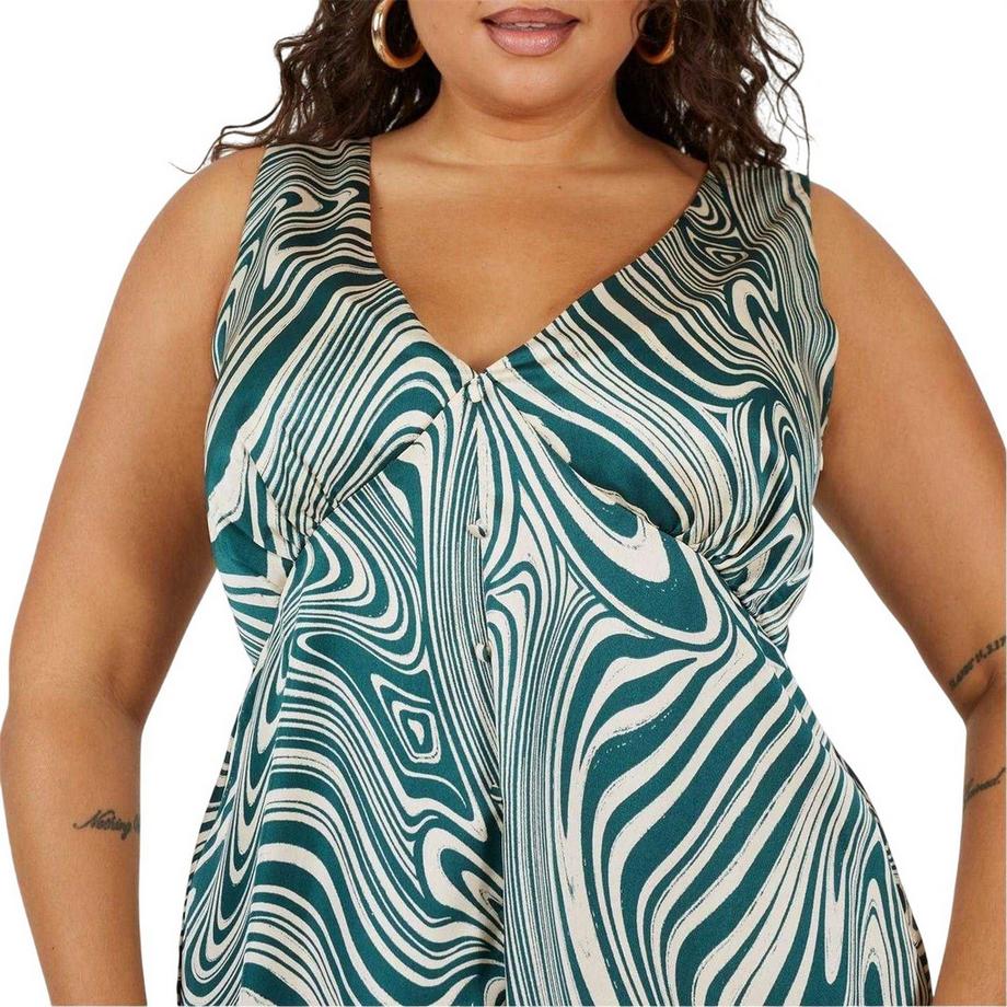 Brave Soul Plus Size Ärmelloses Minikleid mit V Ausschnitt  