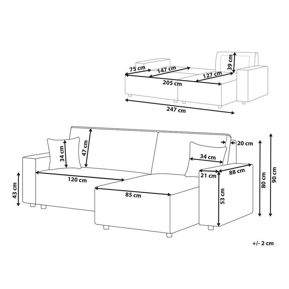 Beliani Divano letto en Velluto a coste Moderno ABACKA  